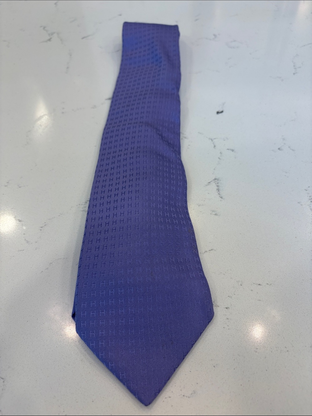 Hermes-Men's Purple/Blue Silk Tie - Classic Solid Design